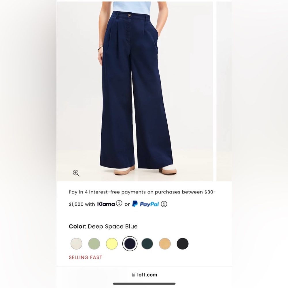 BRAND NEW WITH TAGS LOFT Poplin wide leg dress pants!! Color deep space blue